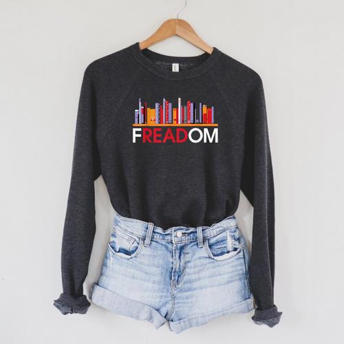 Freadom Anti Ban Books Freedom To Read Book Lover Reading Raglan Sleeve Sweatshirt - Bookorys