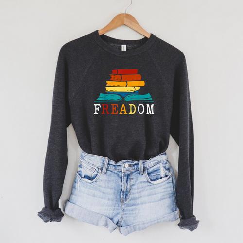 Freadom Read Banned Books Reader Bookworm Raglan Sleeve Sweatshirt - Bookorys