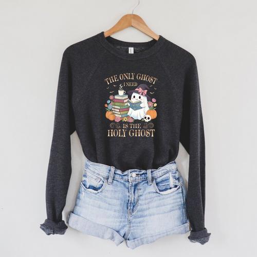 The Only Ghost I Need Is The Holy Ghost Books Reading Lovers Raglan Sleeve Sweatshirt - Bookorys