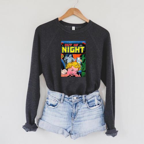 Halloween Horror Vintage Mummy Zombie Comic Book Retro Raglan Sleeve Sweatshirt - Bookorys