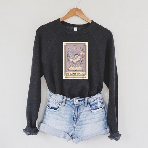 Hockey Romance Tarot Card Books Reader Cozy Reading Raglan Sleeve Sweatshirt - Bookorys AU