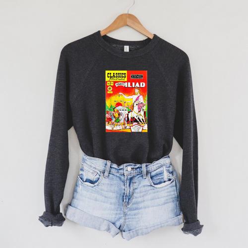 The Iliad Homer Vintage Comic Book Cover Raglan Sleeve Sweatshirt - Bookorys