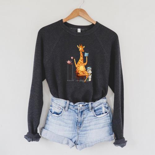 Kawaii Cute Giraffes Books And Tea Women's Raglan Sleeve Sweatshirt - Bookorys DE