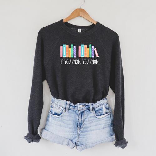 If You Know You Know 6 7 Six Seven Meme Teacher Book Lover Raglan Sleeve Sweatshirt - Bookorys CA