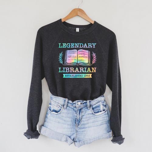 Legendary Librarian Established 1963 Library Book Birthday Raglan Sleeve Sweatshirt - Bookorys UK