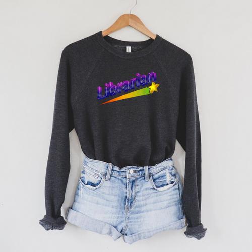 Librarian Books Retro 80s Style Reading Book Lover Raglan Sleeve Sweatshirt - Bookorys AU