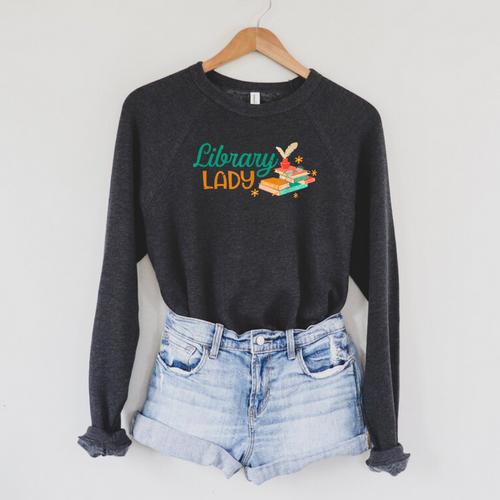 Library Carin Library Reader Book Worm Raglan Sleeve Sweatshirt - Bookorys CA