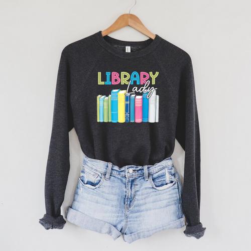 Library Lady Librarian Book Lover Raglan Sleeve Sweatshirt - Bookorys AU