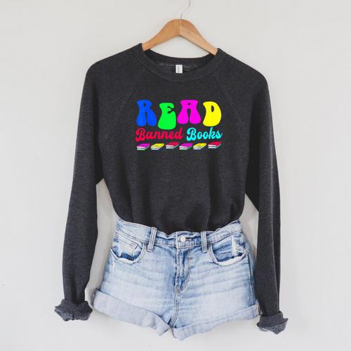 Library Read Banned Books Raglan Sleeve Sweatshirt - Bookorys AU