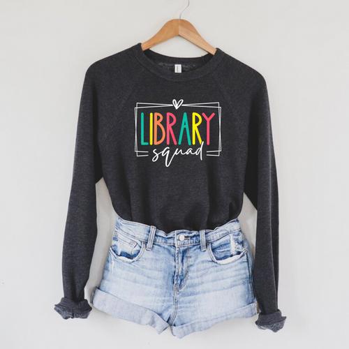 Library Squad Book Lover Librarian Worker Reading Women Men Raglan Sleeve Sweatshirt - Bookorys CA