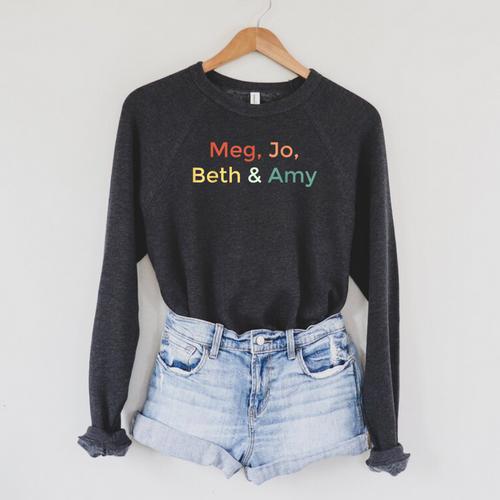 Little Women Alcott Book Meg Jo Beth Amy March Sisters Raglan Sleeve Sweatshirt - Bookorys