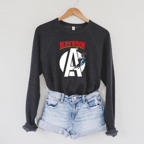 Marvel Avengers Retro Widow Comic Book Raglan Sleeve Sweatshirt - Bookorys