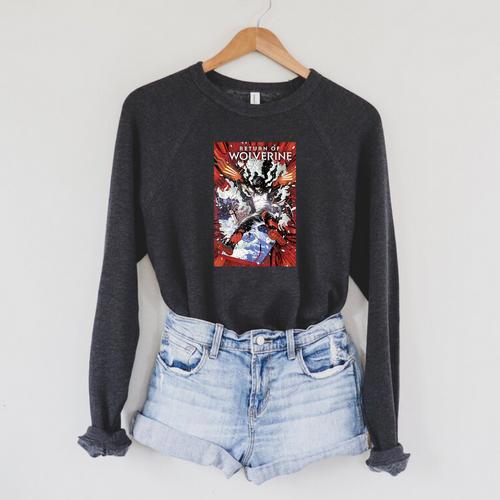 Marvel Comixology Return Of Wolverine Comic Book Cover Raglan Sleeve Sweatshirt - Bookorys