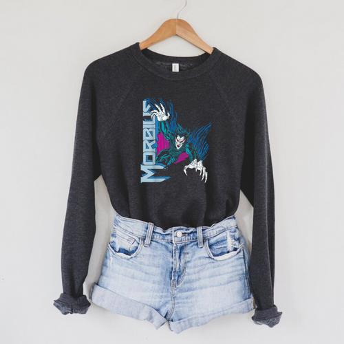 Marvel Morbius Comic Book Retro Raglan Sleeve Sweatshirt - Bookorys