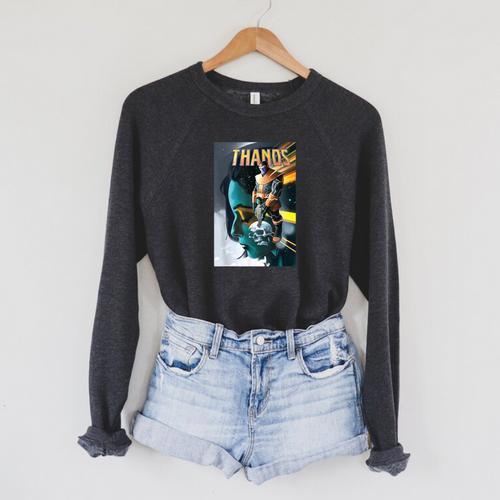 Marvel Thanos Is Dead Killed By Gamora Comic Book Cover Raglan Sleeve Sweatshirt - Bookorys CA