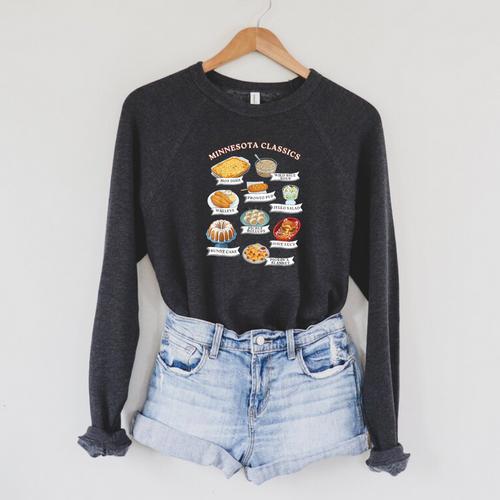 Minnesota Food Classic Cookbook Eats Minneapolis St Paul MN Raglan Sleeve Sweatshirt - Bookorys UK