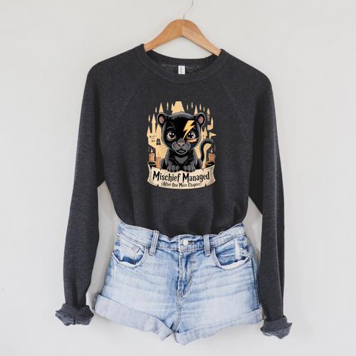 Mischief Managed One Chapter Reading Humor For Book Lovers Raglan Sleeve Sweatshirt - Bookorys CA