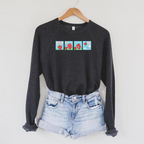 Mr Men Mr Strong Mr Small Retro Comic Book Raglan Sleeve Sweatshirt - Bookorys