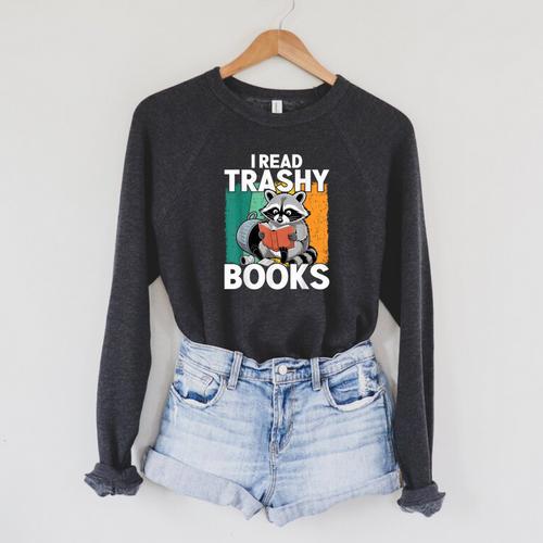 Raccoon Smutty Book Lover Spicy Romance Novels Women's Raglan Sleeve Sweatshirt - Bookorys CA
