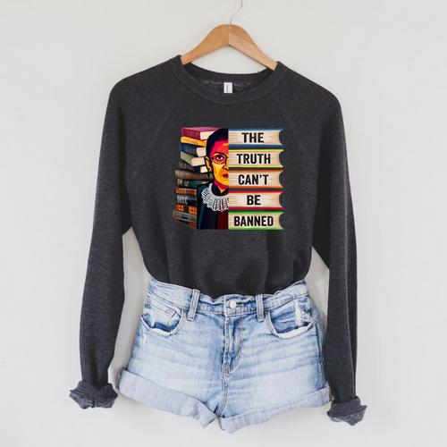 RBG Book Feminist Read Banned Books Girl Bookworm Reading Raglan Sleeve Sweatshirt - Bookorys DE