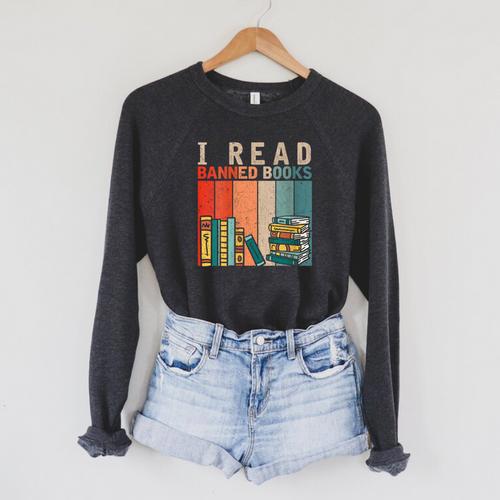 I Read Banned Books Reader Bookworm Raglan Sleeve Sweatshirt - Bookorys DE