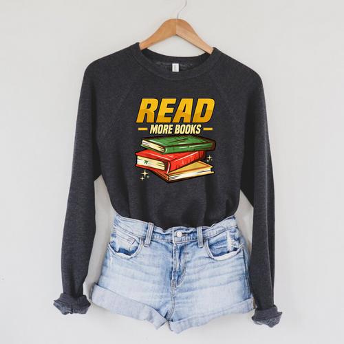 Read More Books Book Worm Library Nerds Librarian Raglan Sleeve Sweatshirt - Bookorys