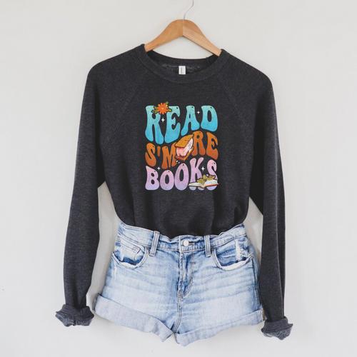 Read S'More Books Cute Campfire For Book Love Raglan Sleeve Sweatshirt - Bookorys UK