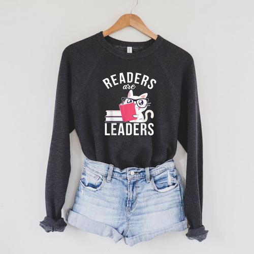 Readers Are Leaders Book Reading Raglan Sleeve Sweatshirt - Bookorys