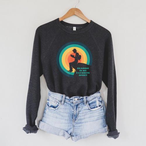 READING IS MY FAVORITE SPORT FUN BOOK LOVER Raglan Sleeve Sweatshirt - Bookorys UK