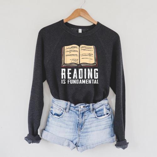 Reading Fundamental Books Lover Bookworm Reader Literature Raglan Sleeve Sweatshirt - Bookorys UK