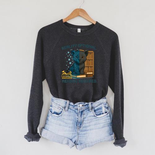 Reality Optional Reading Required Gamer Panther Book Raglan Sleeve Sweatshirt - Bookorys DE