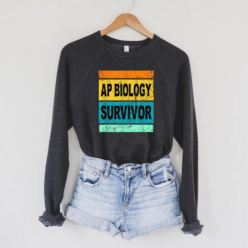 Retro AP Biology Shirt AP Biology Survivor Prep Book Study Raglan Sleeve Sweatshirt - Bookorys DE