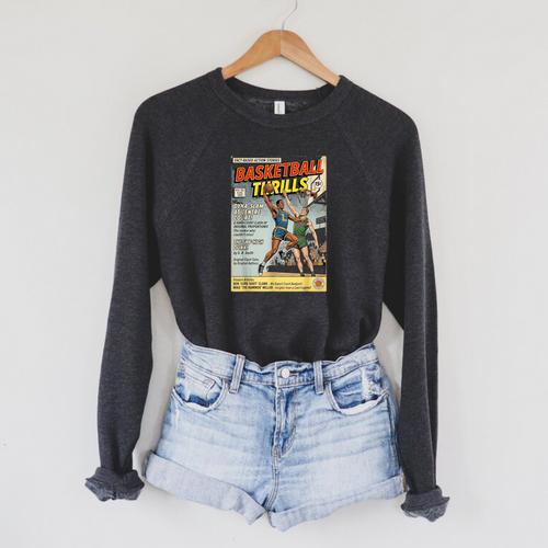 Retro Basketball Player Comic Book Style Dunker Graphic Raglan Sleeve Sweatshirt - Bookorys AU