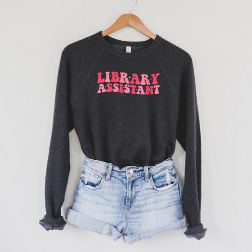 Retro Groovy Library Assistant Librarian Reader Books Raglan Sleeve Sweatshirt - Bookorys