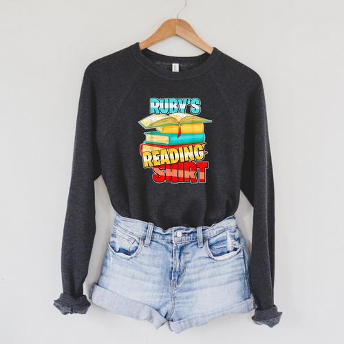 Ruby's Reading Shirt Personalized Book Reading Raglan Sleeve Sweatshirt - Bookorys DE