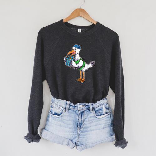 Seagull Reading Book Librarian Raglan Sleeve Sweatshirt - Bookorys CA