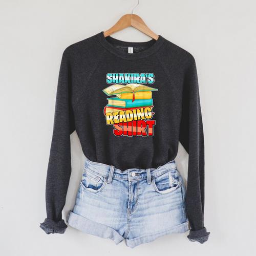 Shakira's Reading Shirt Personalized Book Reading Raglan Sleeve Sweatshirt - Bookorys DE