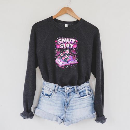 Smut Slut Book Clubs Provocative Literature Reader Raglan Sleeve Sweatshirt - Bookorys UK
