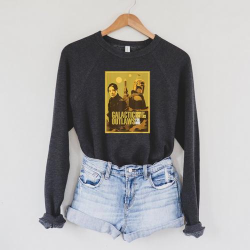 Star Wars The Book Of Boba Fett Fennec Outlaws Poster Raglan Sleeve Sweatshirt - Bookorys