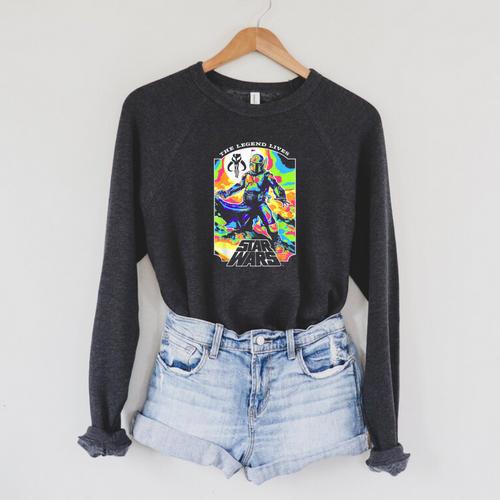 Star Wars The Book Of Boba Fett The Legend Lives Retro V-2 Raglan Sleeve Sweatshirt - Bookorys