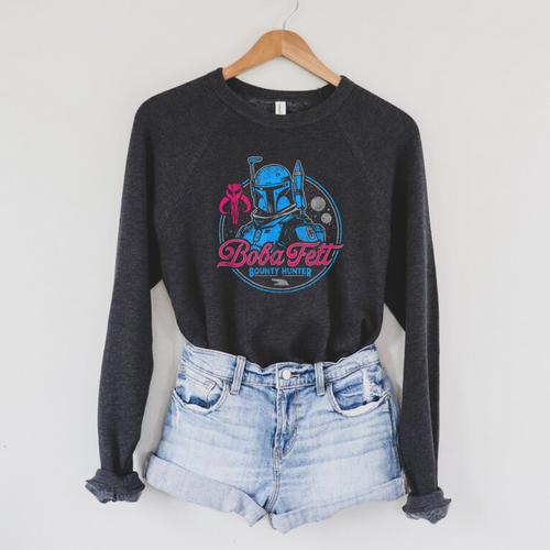 Star Wars The Book Of Boba Fett Neon Logo Raglan Sleeve Sweatshirt - Bookorys