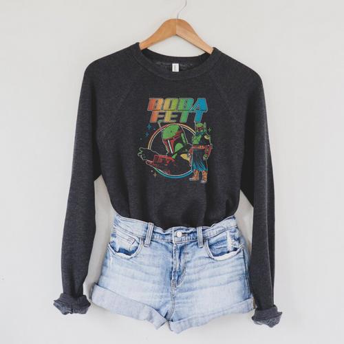 Star Wars The Book Of Boba Fett Rainbow Logo Raglan Sleeve Sweatshirt - Bookorys