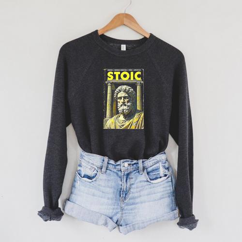 Stoic Philosophy Vintage Book Cover Stoicism Philosopher Raglan Sleeve Sweatshirt - Bookorys UK