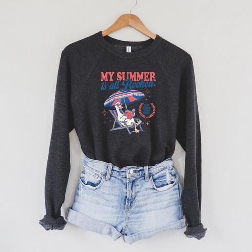 My Summer Is All Booked Silly-Goose Reading Book Bookish Raglan Sleeve Sweatshirt - Bookorys