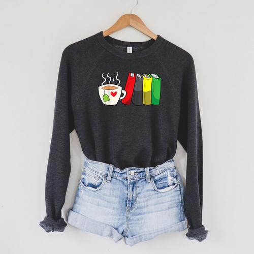 Tea And Bookworm Love Books And Tea Raglan Sleeve Sweatshirt - Bookorys