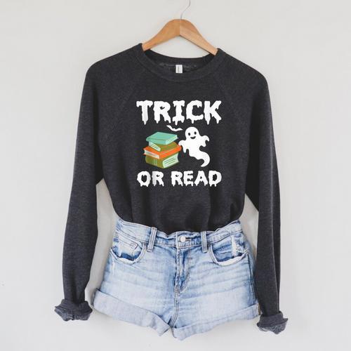 Trick Or Read Halloween Books Halloween Read Trick Or Read Raglan Sleeve Sweatshirt - Bookorys