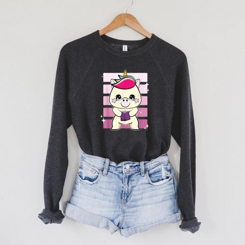 Unicorn With Book Raglan Sleeve Sweatshirt - Bookorys
