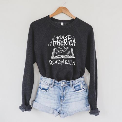 Vintage Reading Reader Read Bibliomane Library Book Raglan Sleeve Sweatshirt - Bookorys CA