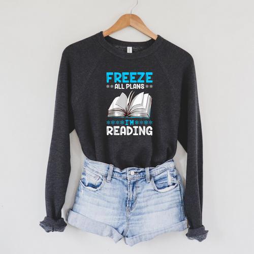 Winter Reading Book Bookworm Winter Raglan Sleeve Sweatshirt - Bookorys DE