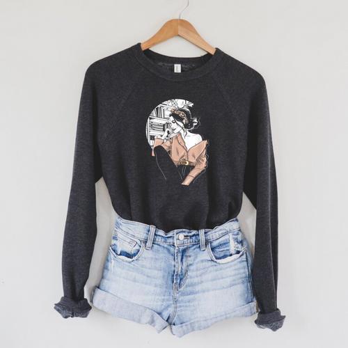 Woman Bookworm Reading Books Library Literature Read Book Raglan Sleeve Sweatshirt - Bookorys